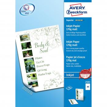 Avery Zweckform 2583 Inkjet Paper A4 Double Sided Matt Coated 170 g/m² 100 Sheets