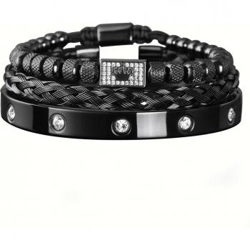 Juego de pulseras trenzadas para hombre con micro pavé
