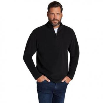 Felpa polo di pile con colletto alto e zip, Uomo, Nero, Taglia: 3XL, Poliestere, JP1880