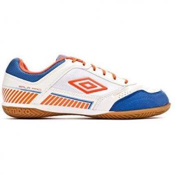 Umbro Sala II Pro Indoor Soccer Sneakers – White/Tangerine Tango/Regal Blue – UK Size 10 (Men)