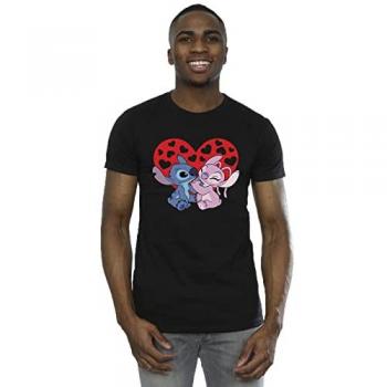 Disney Lilo & Stitch Heart Tee (Men, Black, 3XL)