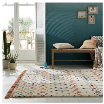 Tapis Prairie Crème Berbère 160x230 avec Franges