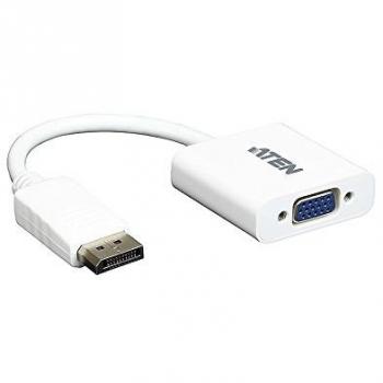 ATEN Adaptador DisplayPort a VGA, 1920x1200, conector macho a hembra, color blanco