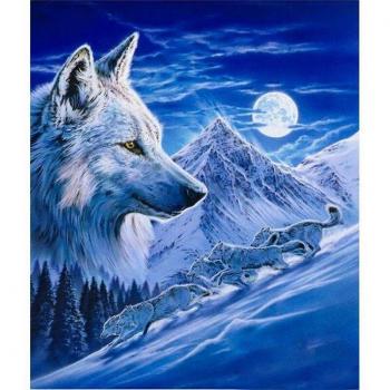 5D Diamond Art: Snow Mountain Wolf 20x30CM