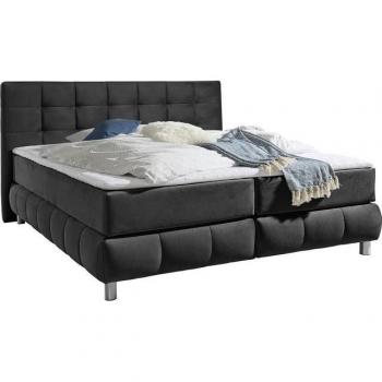 ANDAS Salo Boxspringbett – Grau (Anthrazit) mit Topper