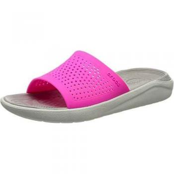 Crocs Literide Slide Sandale, Unisex, Electric Pink/Almost White, EU 41/42