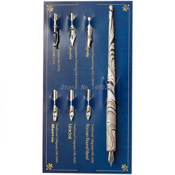 Marbre Bois Calligraphie Skiching avec 6 plumes