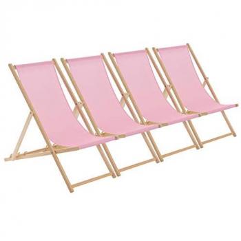 Light Pink Folding Wooden Deck Chairs