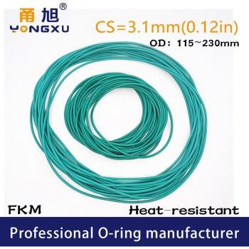 Green Fluororubber Ring Seals CS 3.1mm OD115/120/125/130/135/140/145/150/230x3.1mm