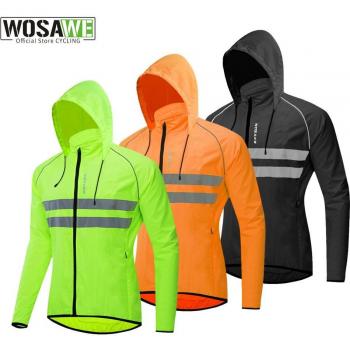 Giacca Ciclismo WOSAWE Uomo Cappuccio Verde