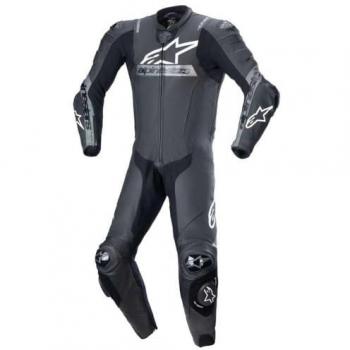 Traje Único Alpinestars Missile V2 Ward – Cuero Negro-Gris y Detalles Metálicos