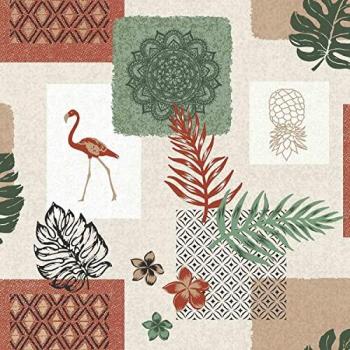 Toile Cirée Chic 1 m – Motifs Graphiques & Flamants Roses – Teinte Gris