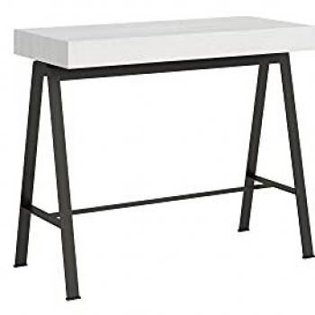 Consolle Allungabile Piccola Premium 90x40/196 cm con Struttura in Bianco Frassino e Antracite