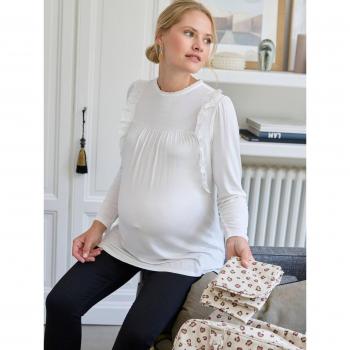 Blouse de grossesse écrue avec détails en broderie anglaise