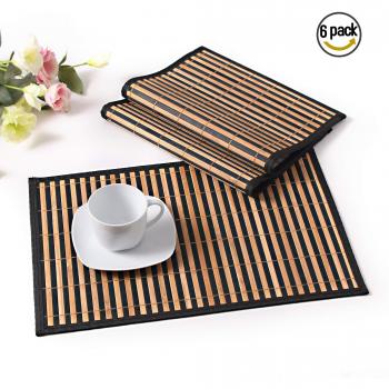 LoveCasa Rustic Bamboo Table Mats – 6‑Pack, Slip‑Resistant Design