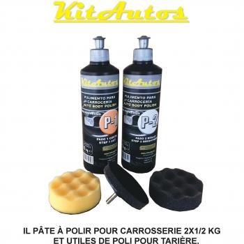 KITAUTOS KP2 Pulimento para Carrocería 2 botellas de 500 ml con herramientas de pulido
