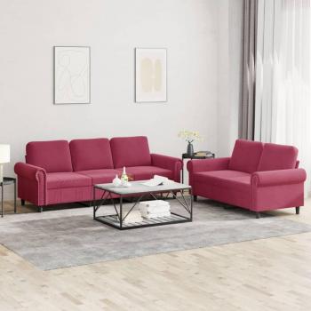 VidaXL 2-tlg. Sofa mit Kissen in Weinrot Samt