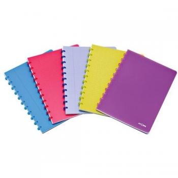 Cahier A4 commercial à carreaux Trendy, 144 pages, avec une tranche translucide de couleur violine