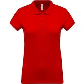 Kariban Piqué Polo für Damen in Rot