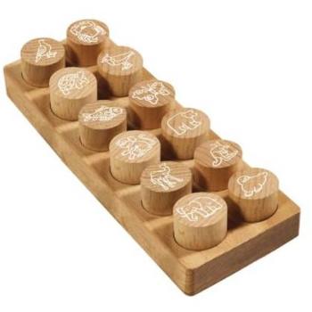 WOODIES Stempel‑Set von COLOP – „Exotische Tiere“ (12 Motive, 3,0 × 3,0 cm)