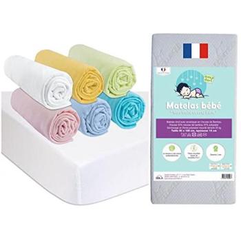 Pack Bébé Vintage Matelas 50x100 + Draps Housse + Alèses Coton