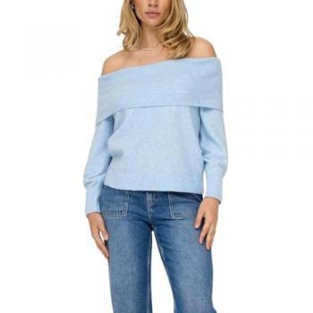ONLY Carmenpullover ONLJEANETT L/S Off Shoulder aus Cashmere in Melange Blau