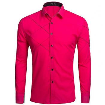 Camisa Casual para Hombre Rosa Roja Slim Fit S