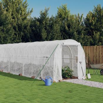 Serre polytunnel en acier blanc 16 m² 8x2x2 m