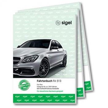 Sigel 513F3 Fahrzeugjournal DIN A5 (64 Blatt) – Grün/Weiß, 3 Stück pro Packung