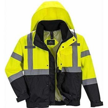 PW2 Hi Vis Premium 3 in 1 Bomber Jacket, Yellow/Black, 2XL