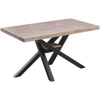 Mesa Roble Honey con Estructura Cruzada Negra 140x80