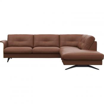 FLEXLUX Glow Ecksofa – L‑Form, Old Chestnut, 268 × 81 × 224 cm, Premium-Echtleder