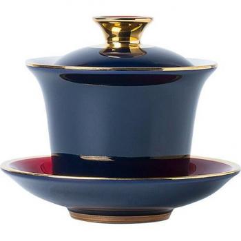 Cuenco de Té Chino con Cubierta de Esmalte de Zafiro