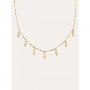 Joyas Mujer: Collar Singularu, hoja mini con baño dorado
