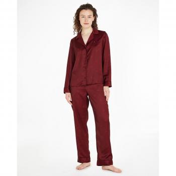 Tommy Hilfiger Pijama de satén con monograma y manga larga