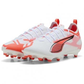 Scarpe da Calcio Puma Ultra 5 Pro FG/AG per Bambini Bianco/Nero/Rosso Glowing