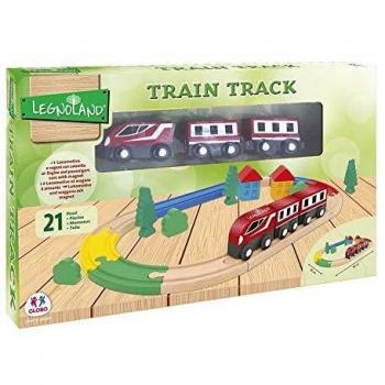 Set Treno Magnetico in Legno con Pista Multicolore