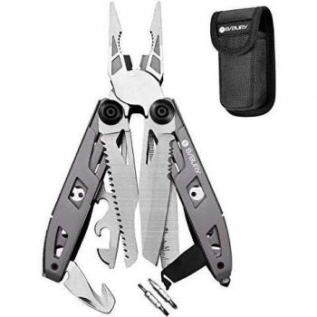 Bibury 18 in 1 Werkzeugset, Titan-Griff, faltbares Multitool aus Edelstahl, multifunktionale Zange, Notfallhammer, Schraubendreher, Säge, geeignet für Camping und Reparaturen