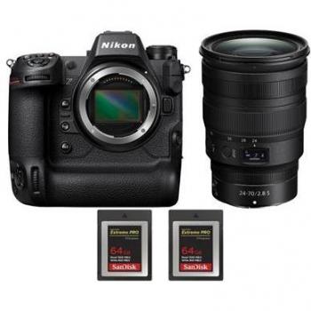 Pack Pro Nikon Z9 – Objectif Z 24‑70 mm f/2.8 S, 2 cartes SanDisk Extreme PRO 64 GB CFexpress + Manuel PDF « Réussir vos photos »