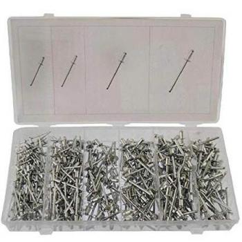 320 Piece Assorted Aluminum Metric Pop-Rivets, Standard Flange and Dome Head Type