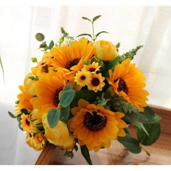 Corona de Girasoles Rosa y Amarillos para Bodas