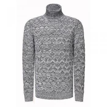Rusty Neal Strickpullover grau mit Karo-Muster für Herren, Größe S