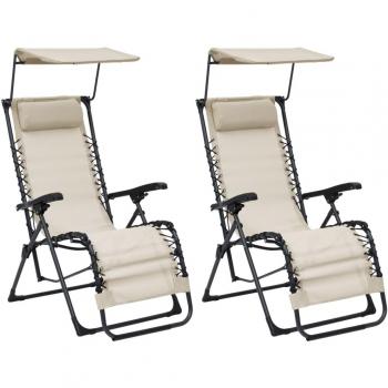 Duo de Sillas Plegables en Textilene Crema