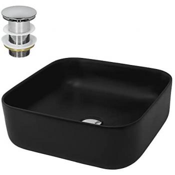 ML‑Design Lavabo Noir en Céramique, 39,5 × 39,5 × 14 cm – Design Moderne