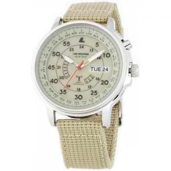 Lad Weather Men's Beige Solar Radio Watch 100m