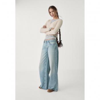 Stradivarius Jeans a vita bassa wide leg, colore denim blu tenue slavato