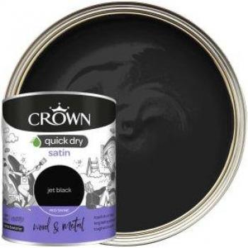Crown Quick Dry Satin Paint, Jet Black 750ml