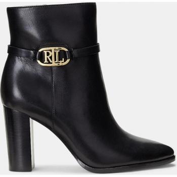 Botines de mujer Maxie en piel con logotipo metálico y tacón bloque de Lauren Ralph Lauren