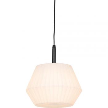 Outdoor Hanging Lamp by QAZQA – Black Body, White Shade, 32.9 cm, IP44