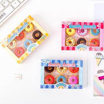 Juego de 6 Gomas de Borrar de Caramelo en Forma de Donut